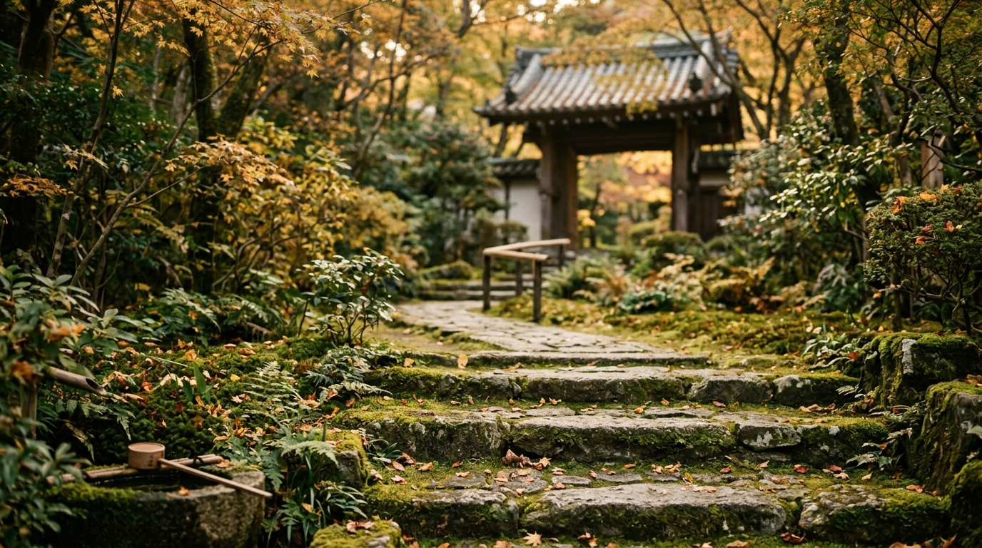 静かな寺院の庭園の写真：檀家制度と離檀料をイメージした一枚